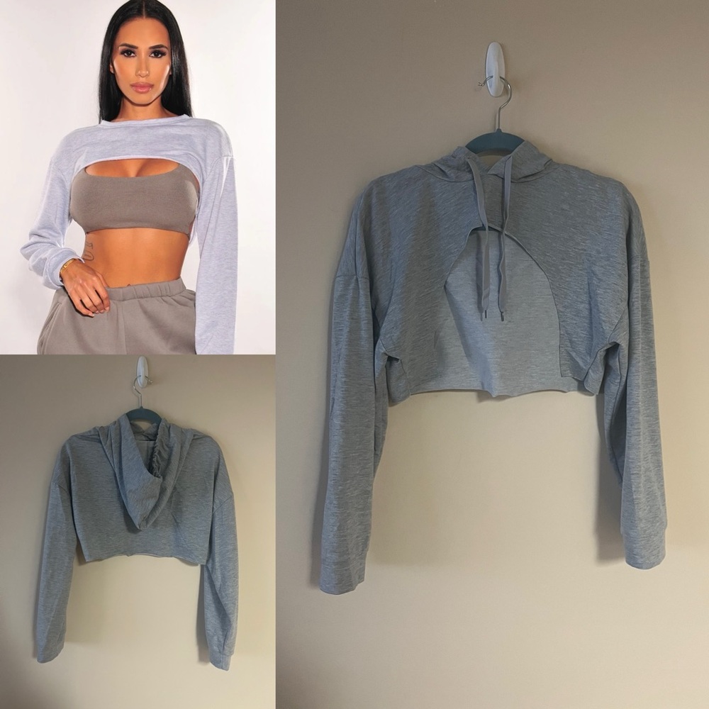 SHEIN Gray Cropped Hoodie